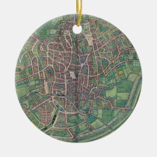 「Civitates Orbisの大地からのブリュッセルの市街地図、 セラミックオーナメント (正面)