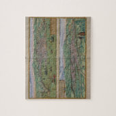 「Civitates Orbis Tからのジェノアそしてフィレンツェの地図、 ジグソーパズル (縦)