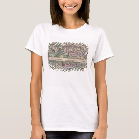 Civitates Orbis Tからのポズナンとグルチョの地図 Tシャツ (正面)