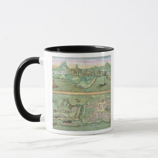 「Civitates Orbis TerからのCandiaそしてコルフ島の地図、 マグカップ (左)