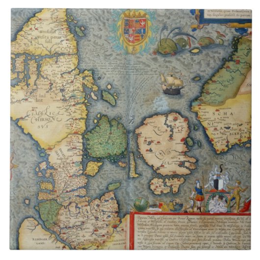 「Civitates Orbis Terrからの北欧の地図、 タイル (正面)