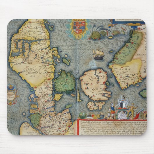「Civitates Orbis Terrからの北欧の地図、 マウスパッド (正面)