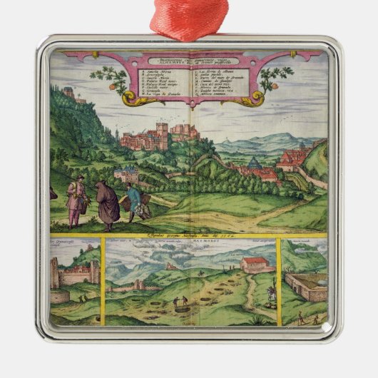 「Civitates Orbis Terrarからのアルハンブラの眺め、 メタルオーナメント (正面)