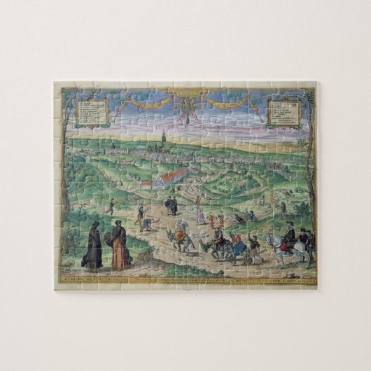 「Civitates Orbis Terrarからのセヴィルの市街地図、 ジグソーパズル (横)