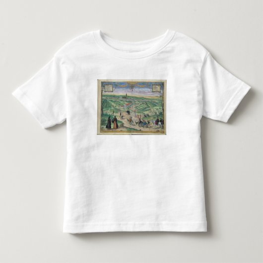 「Civitates Orbis Terrarからのセヴィルの市街地図、 トドラーTシャツ (正面)