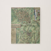 「Civitates Orbis Terrarumからのエルサレムの地図、 ジグソーパズル (縦)