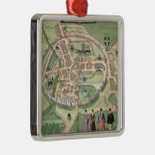 「Civitates Orbis Terrarumからのカンタベリーの地図、 メタルオーナメント (右)