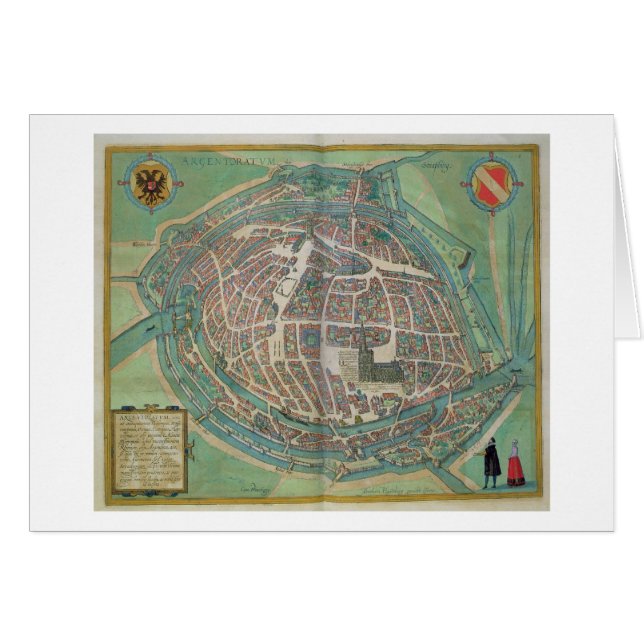 「Civitates Orbis Terrarumからのストラスブールの地図、 (正面横)