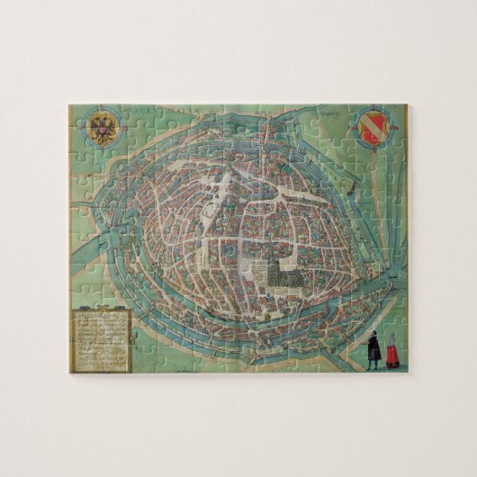 「Civitates Orbis Terrarumからのストラスブールの地図、 ジグソーパズル (横)