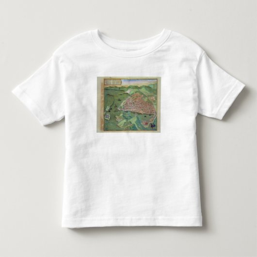 「Civitates Orbis Terrarumからのマルセーユの地図、 トドラーTシャツ (正面)