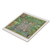 「Civitates Orbis Terrarumからのラロシェルの地図、 タイル (側面)