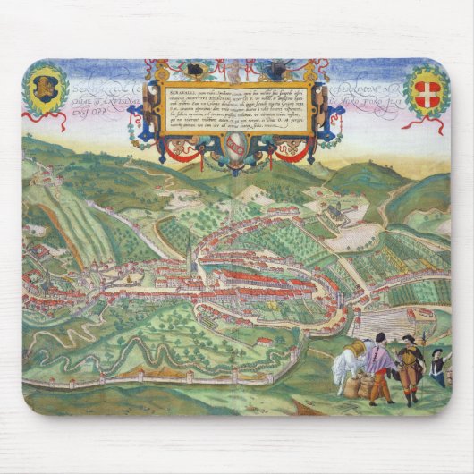 「Civitates Orbis TerrarumからのSerravalleの地図、 マウスパッド (正面)