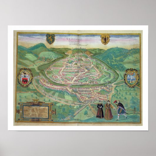 Civitates Orbis Terrarumのベザンコンの地図b ポスター (正面)