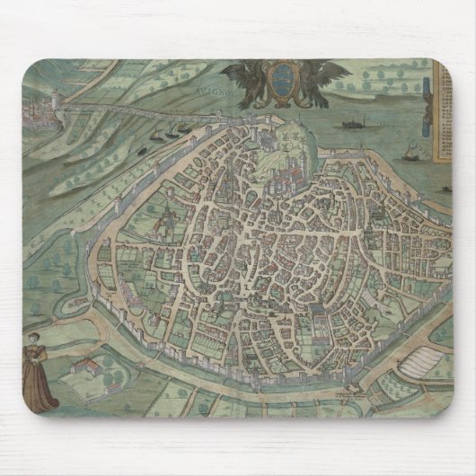 「Civitates Orbis Terrarum」からのアビニョンの地図、 マウスパッド (正面)