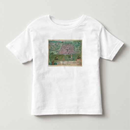 「Civitates Orbis Terrarum」からのアルジェの地図、 トドラーTシャツ (正面)