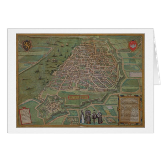 「Civitates Orbis Terrarum」からのアントワープの地図、 (正面横)