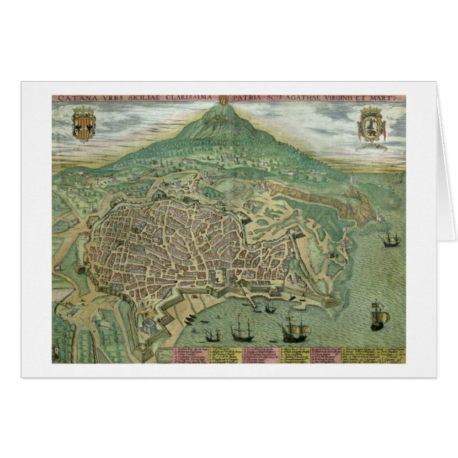 「Civitates Orbis Terrarum」からのカタニアの地図、 (正面横)