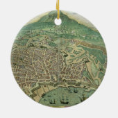 「Civitates Orbis Terrarum」からのカタニアの地図、 セラミックオーナメント (裏面)