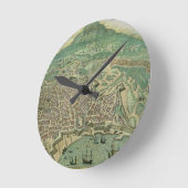 「Civitates Orbis Terrarum」からのカタニアの地図、 ラウンド壁時計 (傾斜)