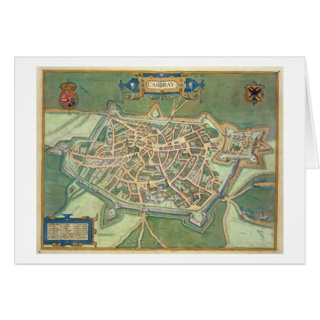 「Civitates Orbis Terrarum」からのカンブレーの地図、 (正面横)