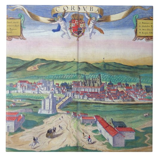 「Civitates Orbis Terrarum」からのコルドバの地図、 タイル (正面)