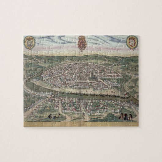 「Civitates Orbis Terrarum」からのセヴィルの地図、 ジグソーパズル (横)
