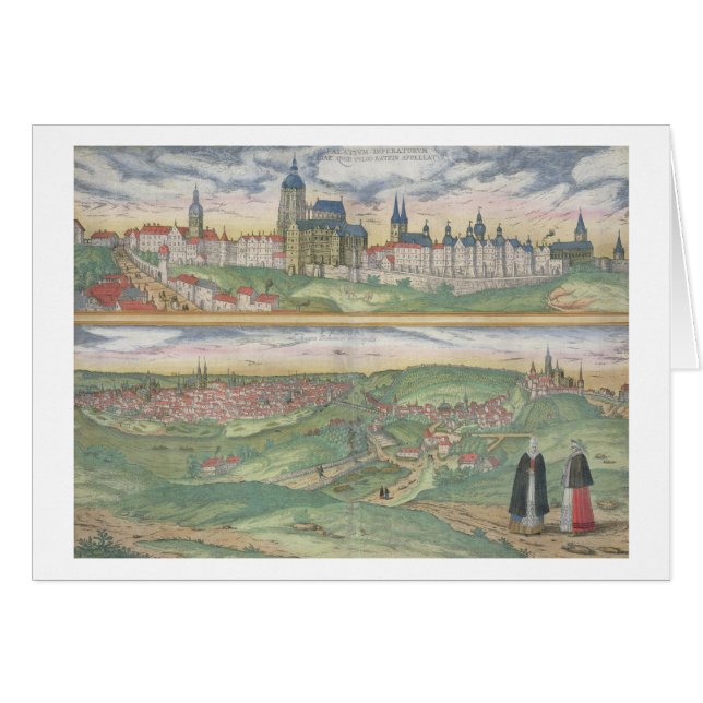 「Civitates Orbis Terrarum」からのプラハの地図、 (正面横)