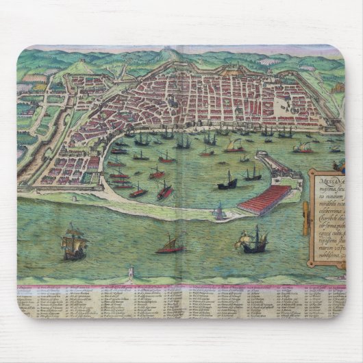 「Civitates Orbis Terrarum」からのメッシーナの地図、 マウスパッド (正面)