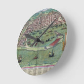 「Civitates Orbis Terrarum」からのメッシーナの地図、 ラウンド壁時計 (傾斜)