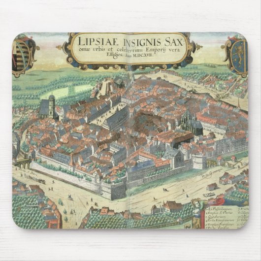 「Civitates Orbis Terrarum」からのライプチヒの地図、 マウスパッド (正面)