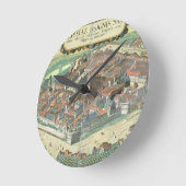 「Civitates Orbis Terrarum」からのライプチヒの地図、 ラウンド壁時計 (傾斜)