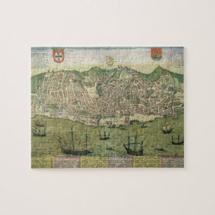 「Civitates Orbis Terrarum」からのリスボンの地図、 ジグソーパズル