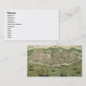 「Civitates Orbis Terrarum」からのリスボンの地図、 名刺 (正面/裏面)