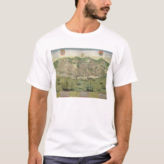 「Civitates Orbis Terrarum」からのリスボンの地図、 Tシャツ (正面)