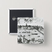 「Civitates Orbis Terrarum」からのワルシャワの地図、 缶バッジ (正面&裏面)