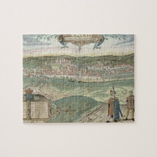 「Civitates Orbis Terrarum」からのCracowの地図、 ジグソーパズル (横)