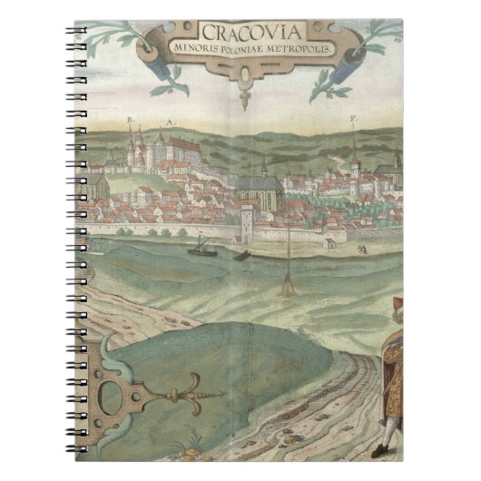 「Civitates Orbis Terrarum」からのCracowの地図、 ノートブック (正面)