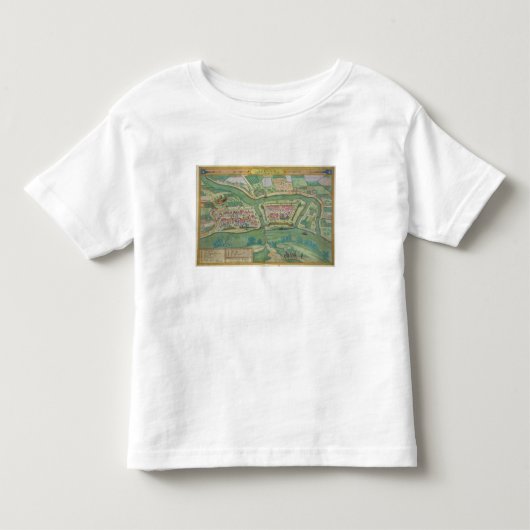 「Civitates Orbis Terrarum」からのSzolnokの地図、 トドラーTシャツ (正面)