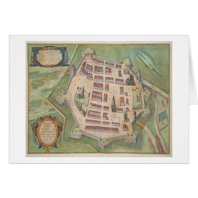 「Civitates Orbis Terrarum」からのZamoscの地図、 (正面横)