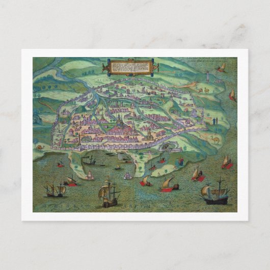 『Civitates Orbis Terrarum』より、アレクサンドリアの地図 ポストカード (正面)