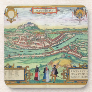 「Civitates Orbis Terrarum」bからのザルツブルクの地図、 コースター
