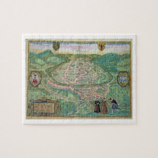 「Civitates Orbis Terrarum」bからのブザンソンの地図、 ジグソーパズル (横)