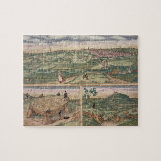 「Civitates Orbis Terrarum」bからのポアティエの地図、 ジグソーパズル (横)