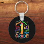 Ck おはよう小学校 1 年生チームタイポグラフィ学生紅茶 キーホルダー (正面)