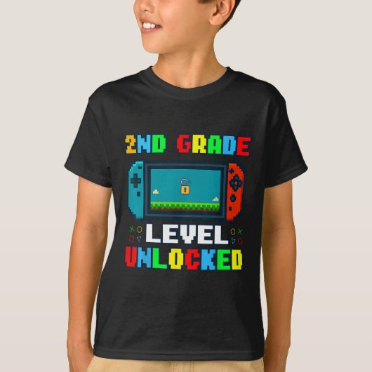 Ck To School 2nd Grade Level Unlocked Gamer Kids B Tシャツ (正面)