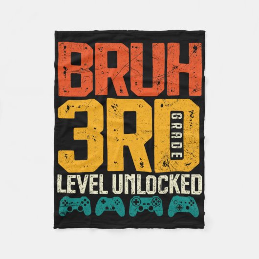 Ck To School 3rd Grade Boys Gamer First Day School フリースブランケット (正面)