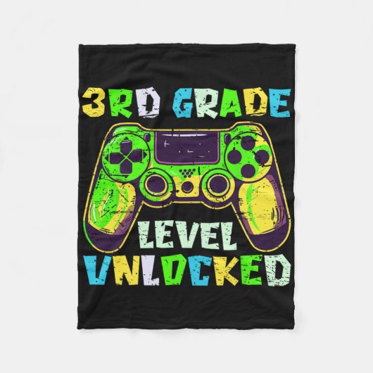 Ck To School 3rd Grade Boys Gamer First Day Third  フリースブランケット (正面)