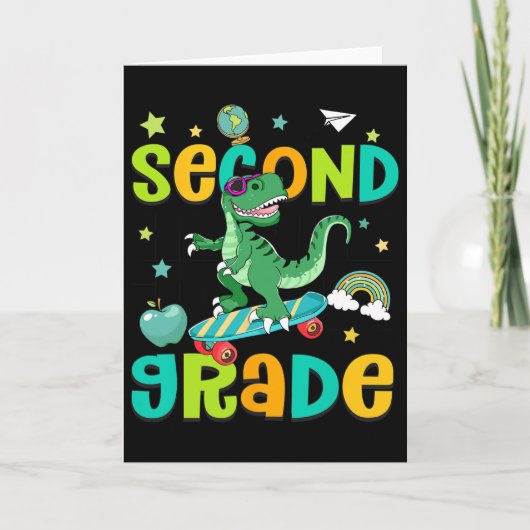 Ck To School Rolling Into 2nd Grade T-rex Skateboa カード (正面)