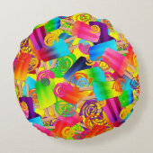 CKCポップシクルスワークル、黄色の丸い装飾用クッション ラウンドクッション (裏面)