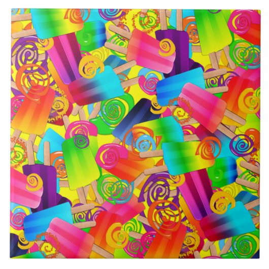 CKCポプシクル渦巻き黄色 – SQタイルL タイル (正面)